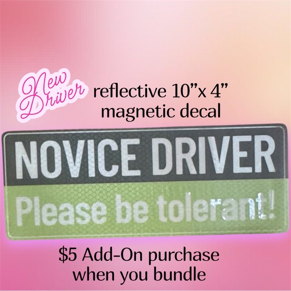 $5 Add-On 🆕Reflective Green and Gray Novice Driver Magnetic Decal